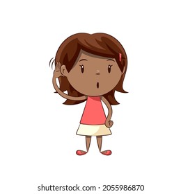 Little girl listening gesture, vector illustration