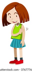 Little girl looking shy illustration