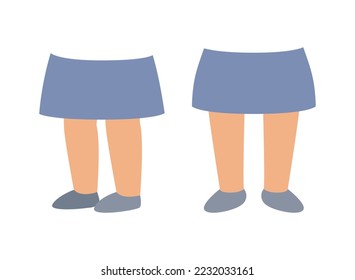 Little Girl Lower Body Constructor with Legs in Blue Skirt Vector Set
