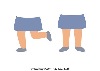 Little Girl Lower Body Constructor with Legs in Blue Skirt Vector Set