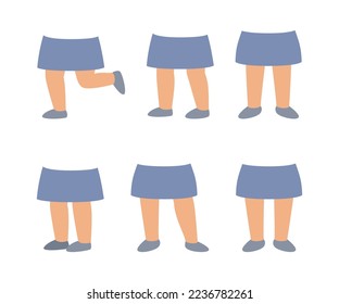 Little Girl Lower Body Constructor with Legs in Blue Skirt Vector Set