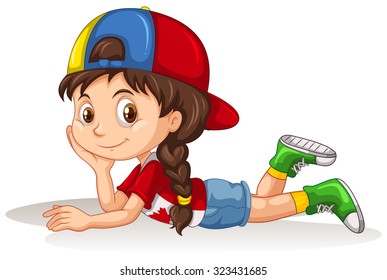 Little girl lying down illustration