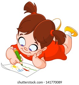 Girl Drawing Clipart Images Stock Photos Vectors Shutterstock