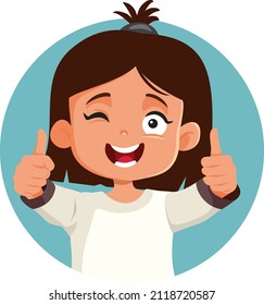 
Little Girl Making Thumbs up Gesture Vector Illustration. Child making approval gesture having a positive attitude
