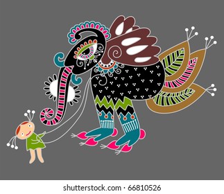 little girl with monster