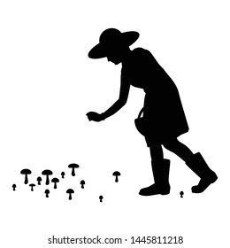 Little girl with mushroom silhouette vector