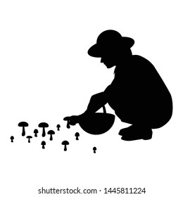 Little girl with mushroom silhouette vector