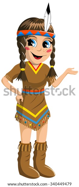 Little Girl Native American Indian Costume Stock Vector (Royalty Free ...