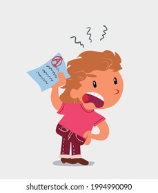  little girl on jeans waving a exam angrily