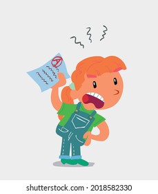  little girl on jeans waving a exam angrily