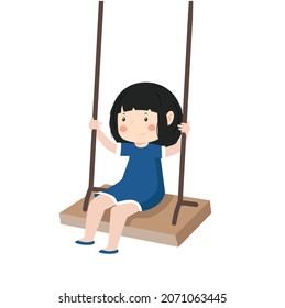 little girl  on a swing  enjoying 