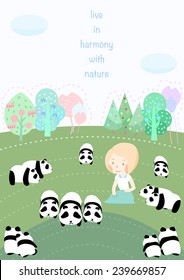 Little girl and panda