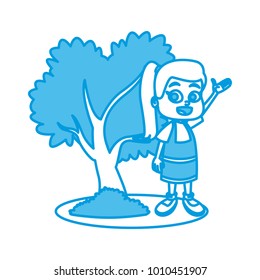 Little girl at park cartoon