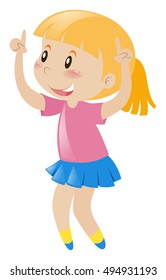Little girl in pink dancing illustration