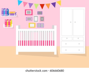 Little Girl Pink Room Stock Vector (Royalty Free) 606660680 | Shutterstock