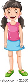 Little girl in pink shirt illustration
