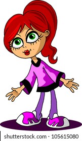 little girl in a pink suit invites (vector illustration);