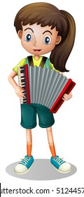 Little girl playing accordion illustration