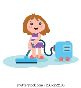 Little girl playing activity vector template design illustration