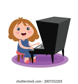 Little girl playing activity vector template design illustration