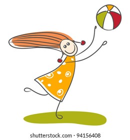 Little girl playing ball