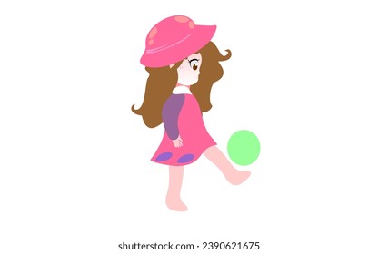 little girl playing ball vector