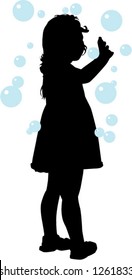 Little Girl Playing Bubbles Stock Vector (royalty Free) 1261833 