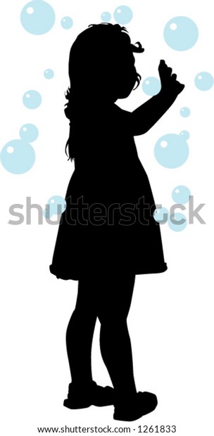 Little Girl Playing Bubbles Stock Vector (Royalty Free) 1261833 ...