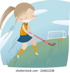 Little Girl playing hockey