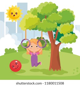 little girl playing on the park