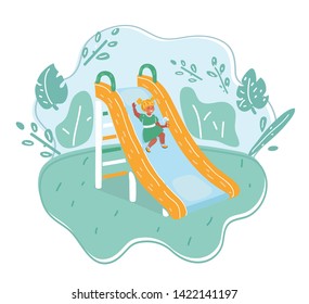 Little girl playing on the slider