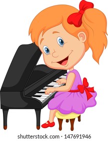 Little Girl Playing Piano