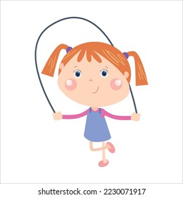 little girl playing skipping rope