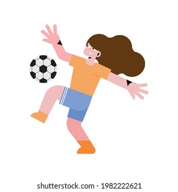 little girl playing soccer character
