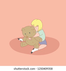 little girl playing teddy bears