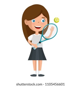little girl playing tennis character