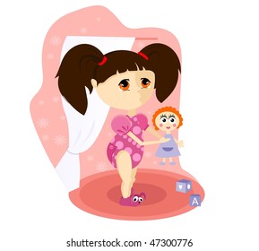 little girl playing toys