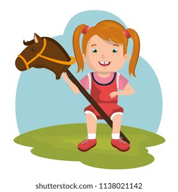 little girl playing with toys character