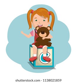 little girl playing with toys character
