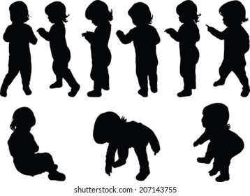 little girl playing  - vector