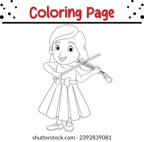 little girl playing violin coloring page