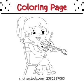 little girl playing violin coloring page