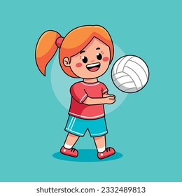 Little girl playing volley ball