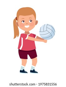 little girl playing volleyball character