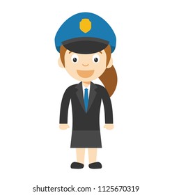 Little Girl Police Officer Cartoon Character Stock Vector (Royalty Free ...