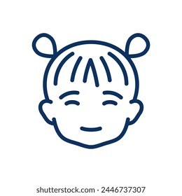 Little Girl Portrait Icon. Thin Line Illustration of a Child's Face, Representing Youth, Innocence, and Happiness. Isolated Outline Vector Sign.	