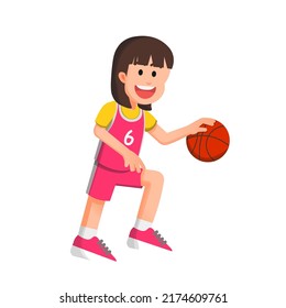 a little girl practicing individual basketball