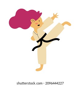 little girl practicing karate character