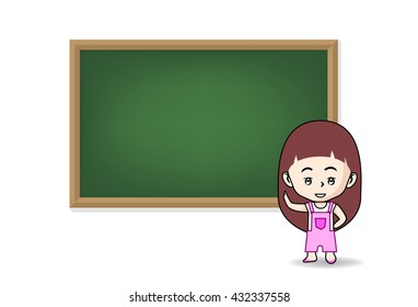 little girl present with chalkboard 