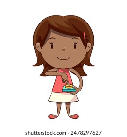 Niña presionando Botón, Ilustración vectorial